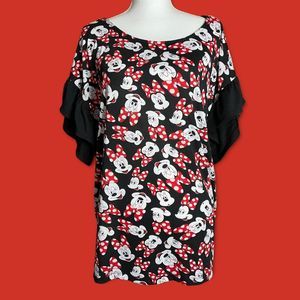 Women’s Disney Parks Minnie Mouse Ruffle Sleeve Top. Size 1X